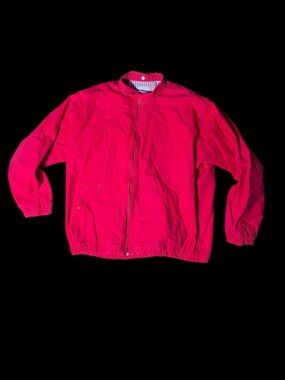 Bright Red Zip-Up Bomber Jacket-Vintage 90’s